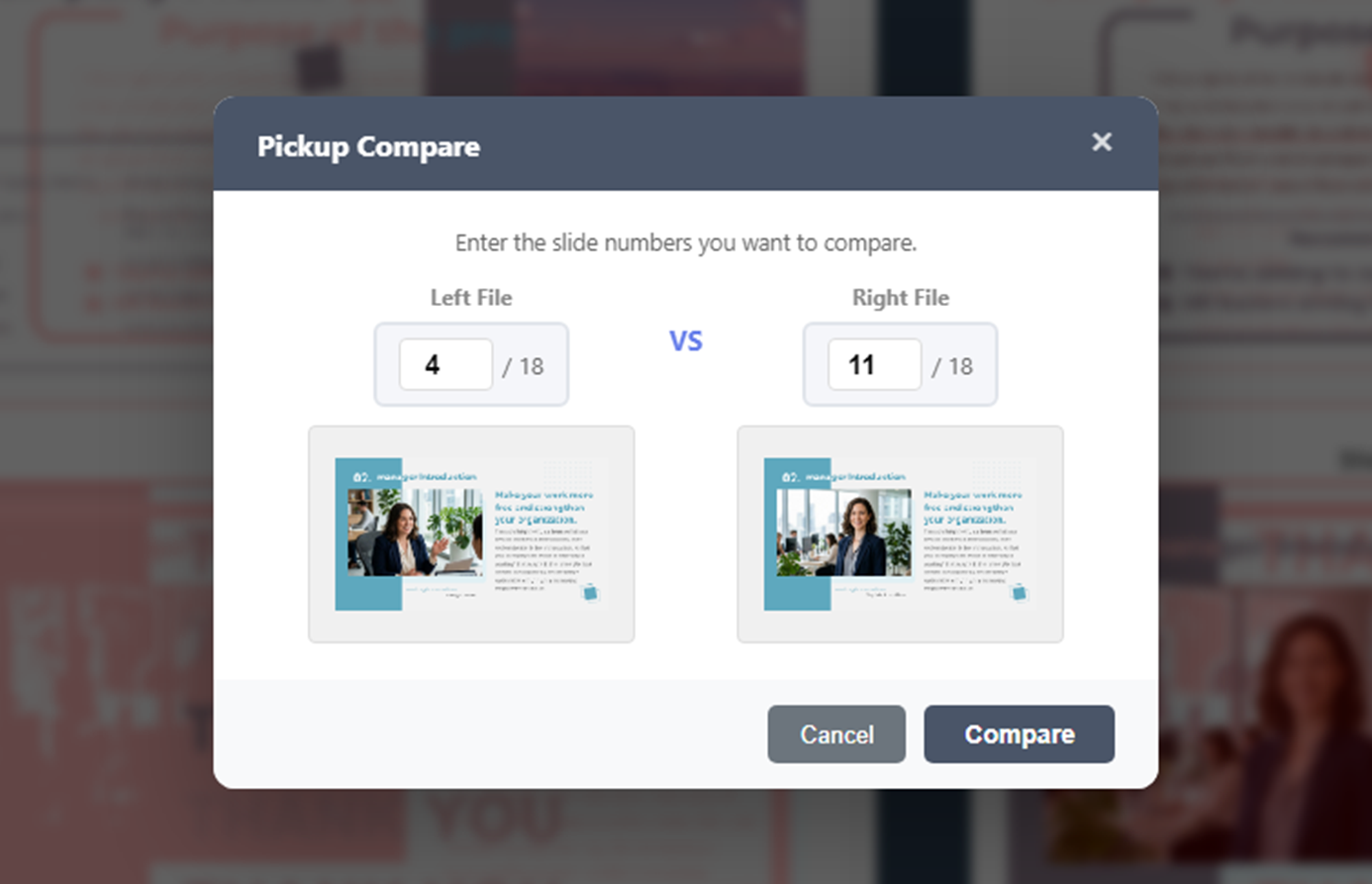 Pinpoint Comparison Screen