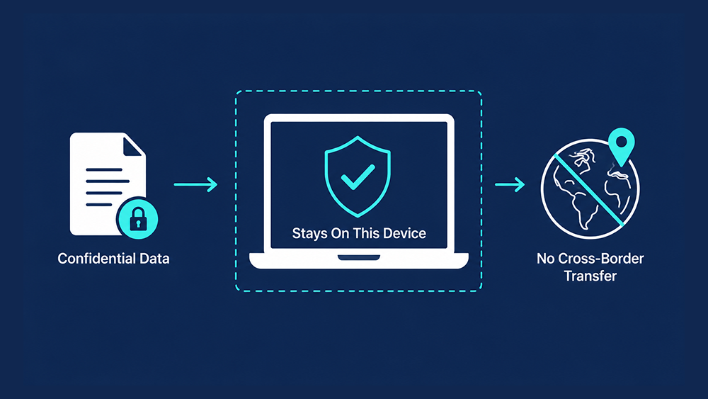 GDPR-Friendly by Design — confidential data stays on your device, no cross-border transfer