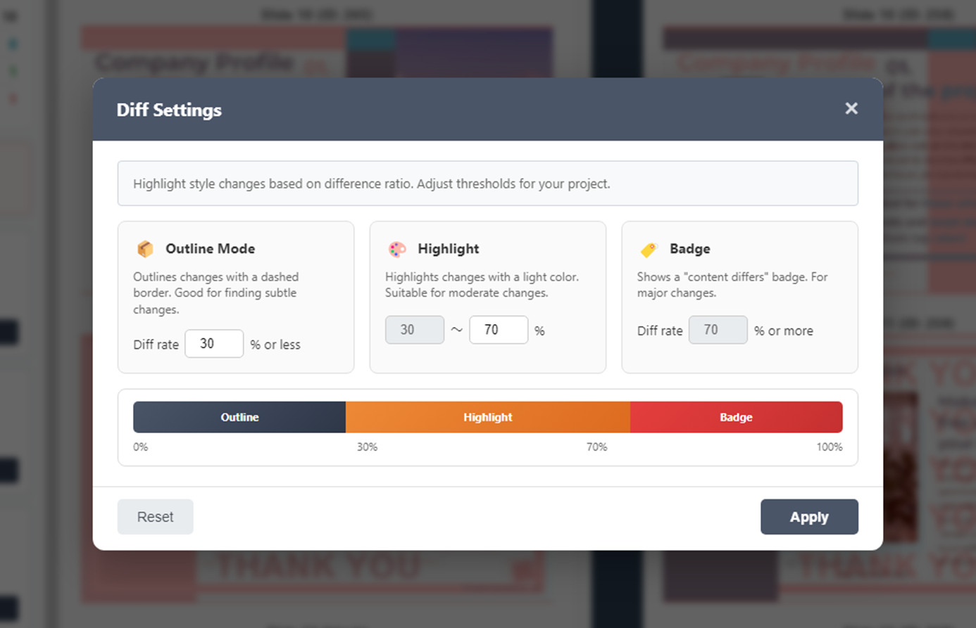 Threshold Setting Screen