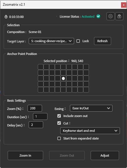 Zoomatrix main panel (English)